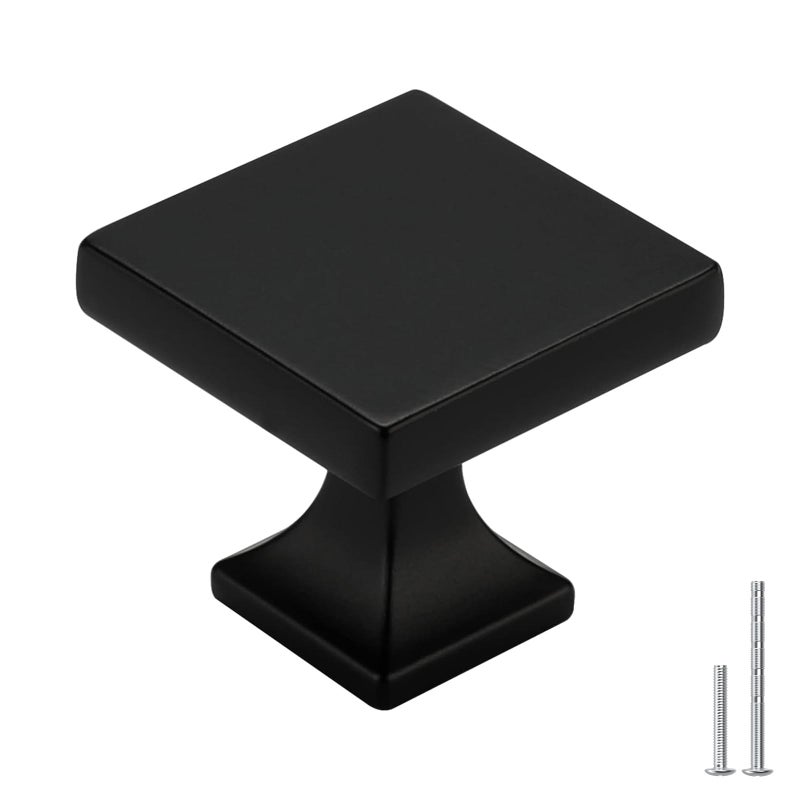 homdiy 30 Pack Black Cabinet Knobs Matte Black Square Dresser Drawer Knobs Zinc Alloy Kitchen Cabinet Hardware - Image 1